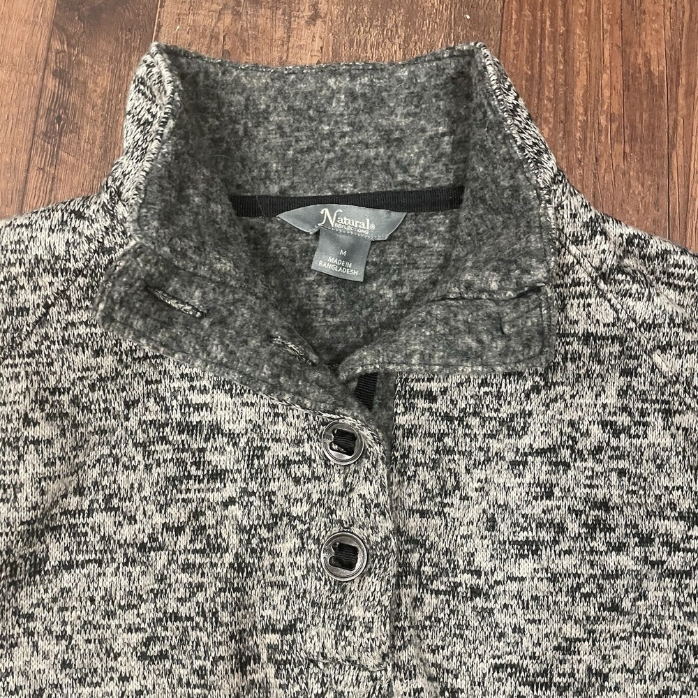 Natural Reflections Women's Sweater Quarter‎ Button Heathered Gray Medium - Picture 3 of 10